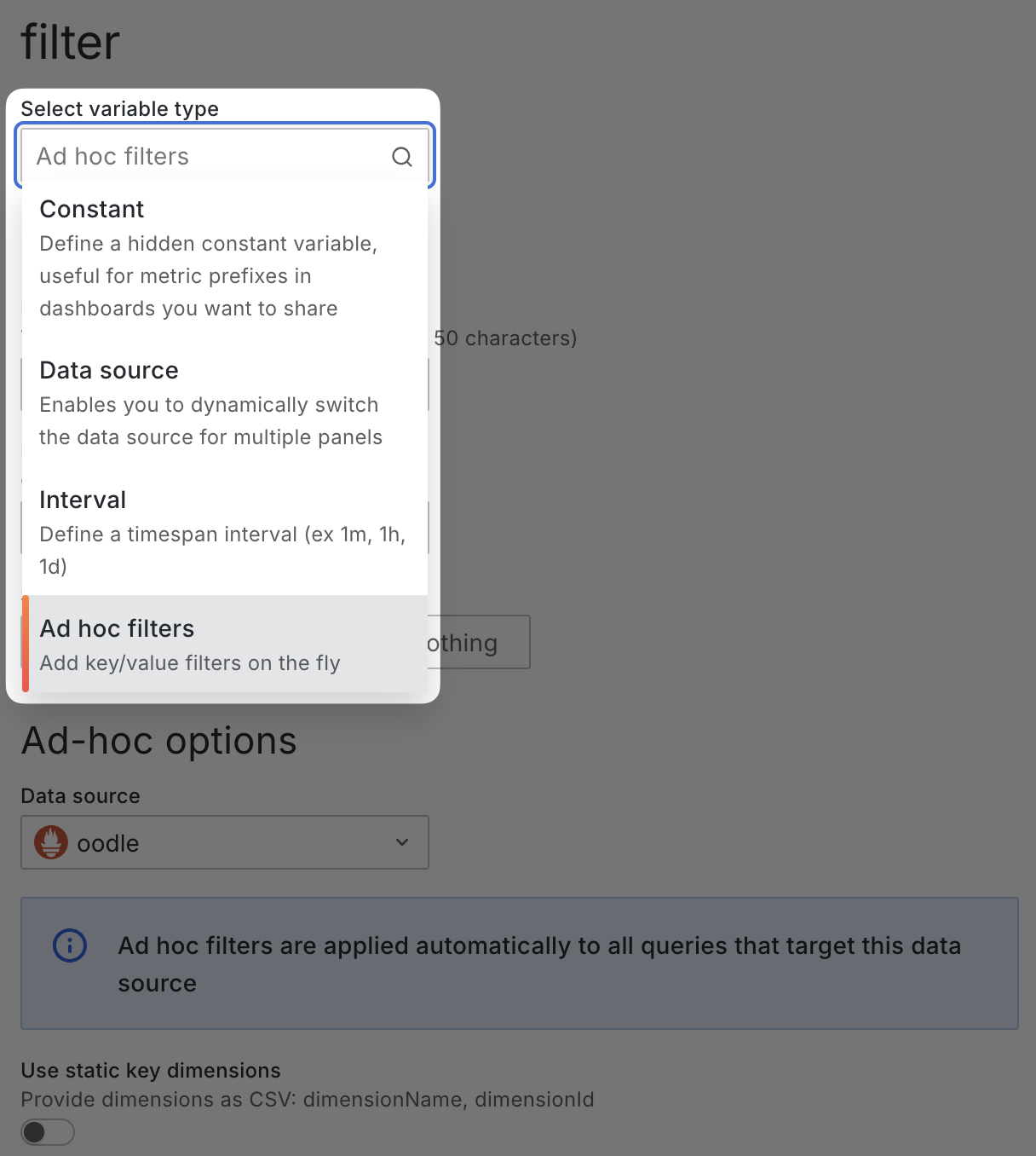 Dashboard variable namespace usage