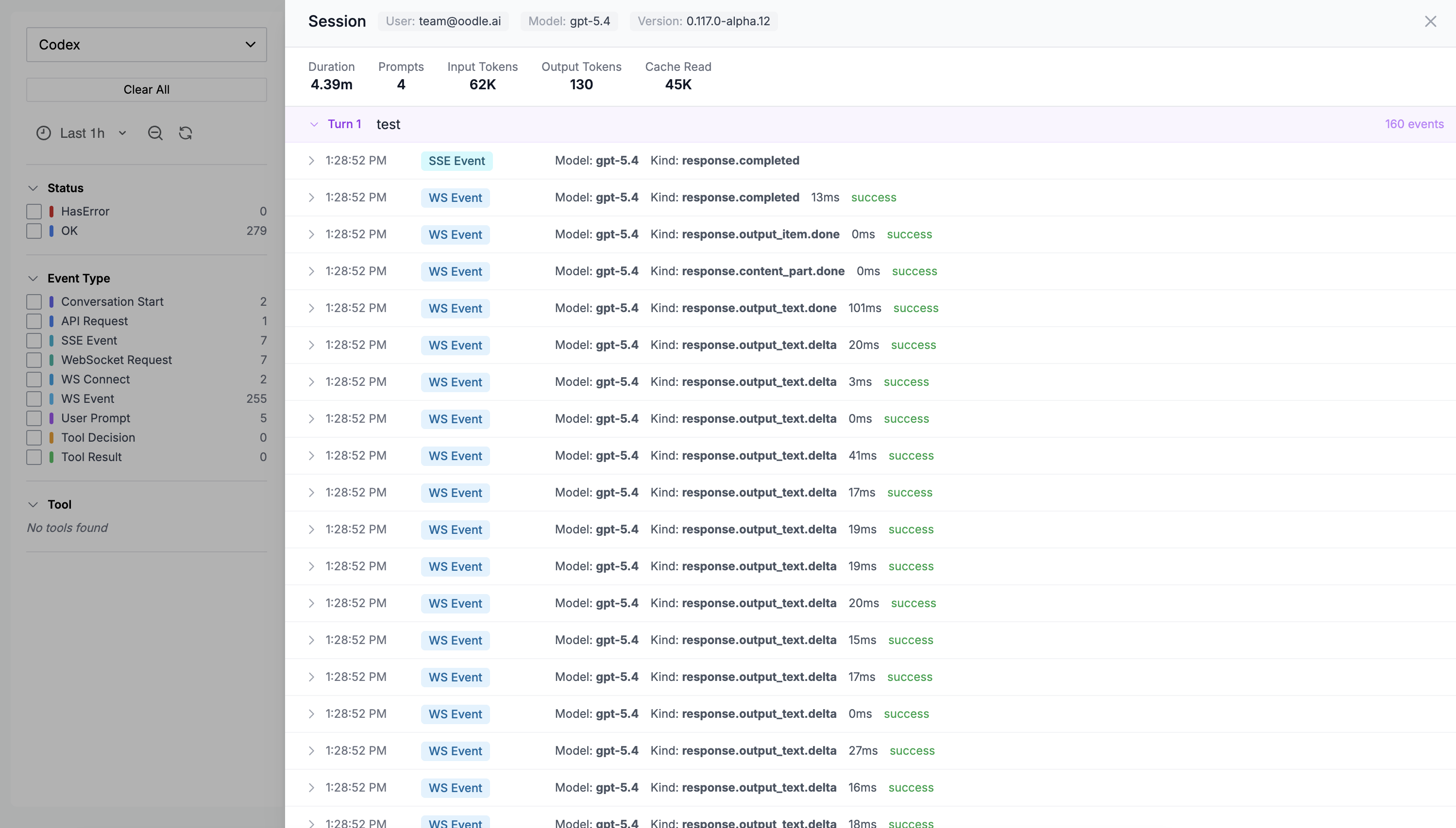 Codex session detail drawer