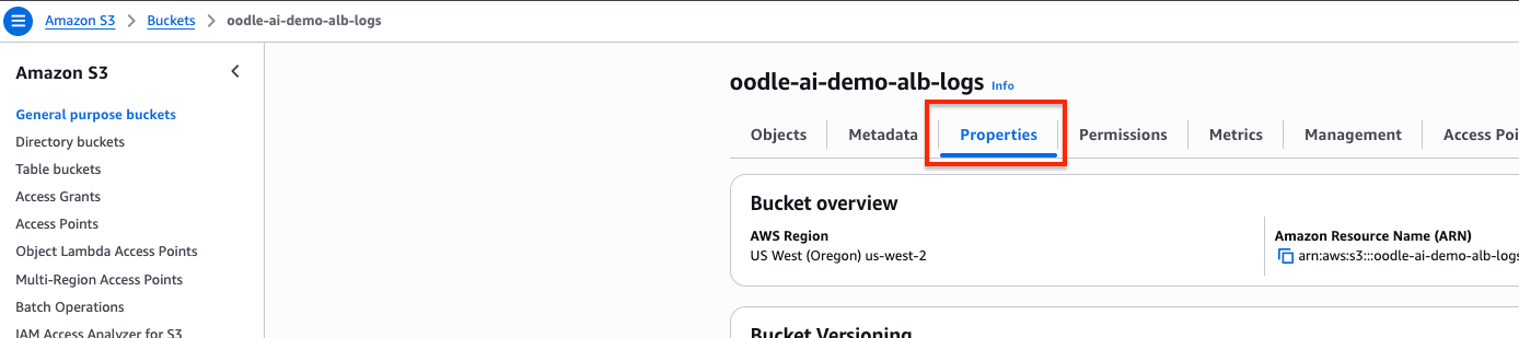 S3 bucket properties