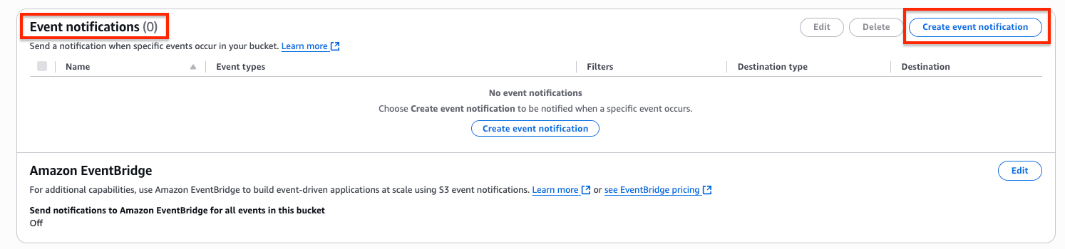 Create event notification