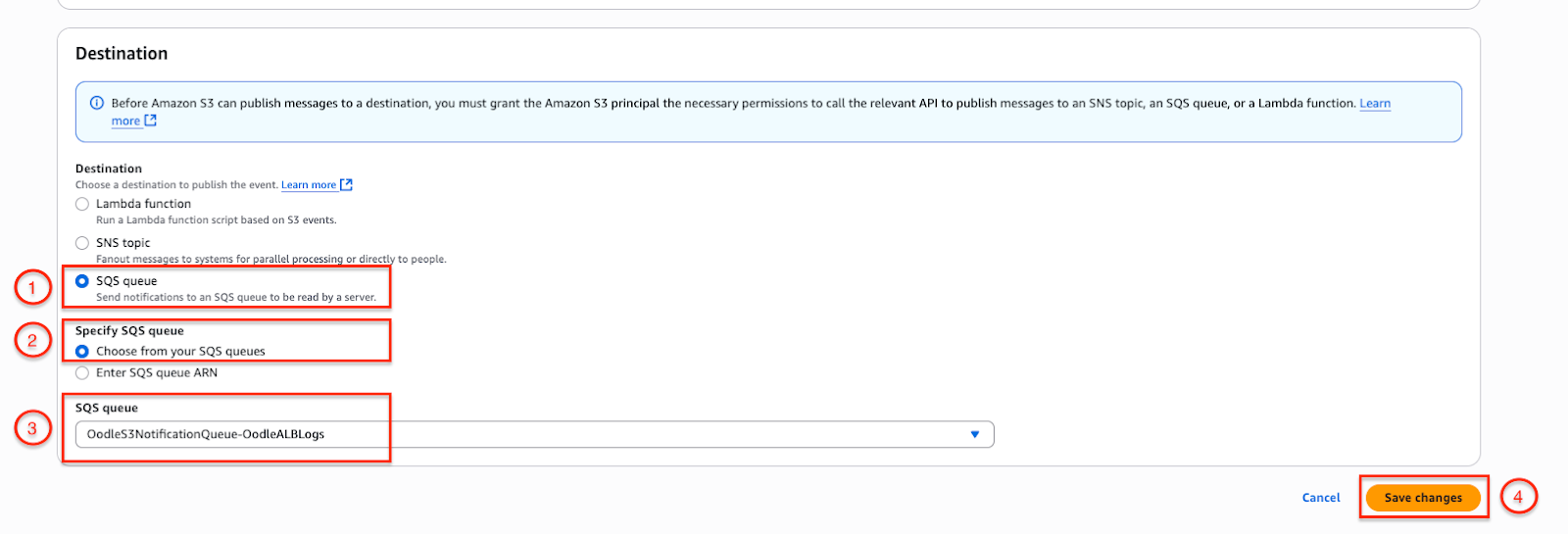 Configure SQS notifications