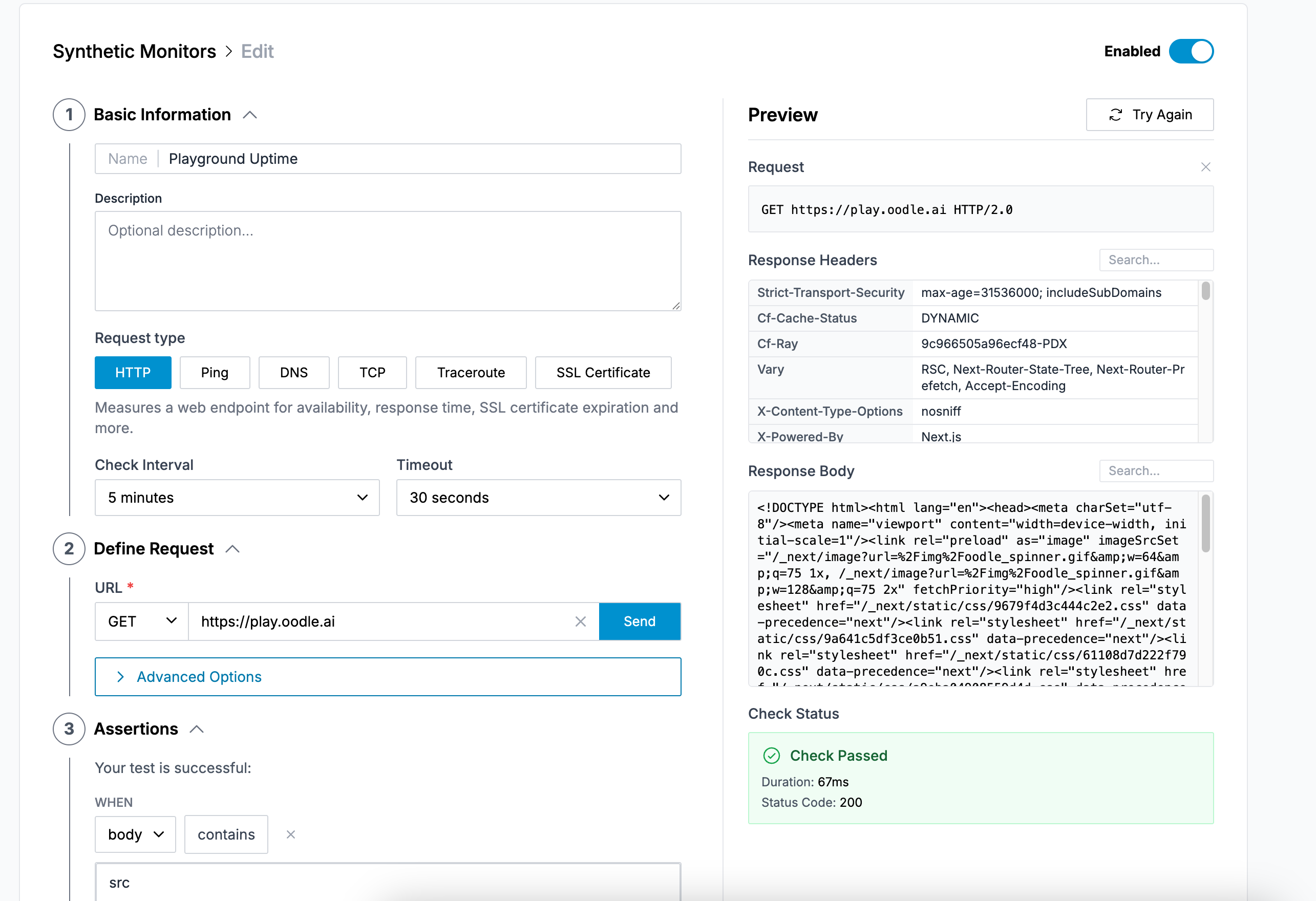 Create Synthetic Monitor
